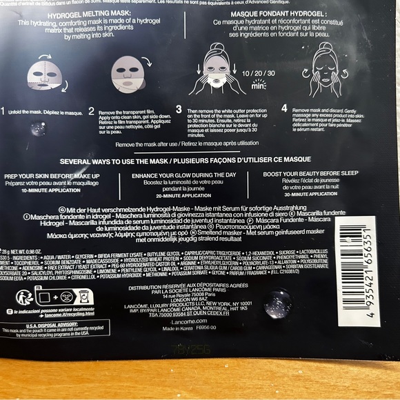 Lancôme Advanced Genifique Hydro Gel Melting Mask. - Picture 2 of 2
